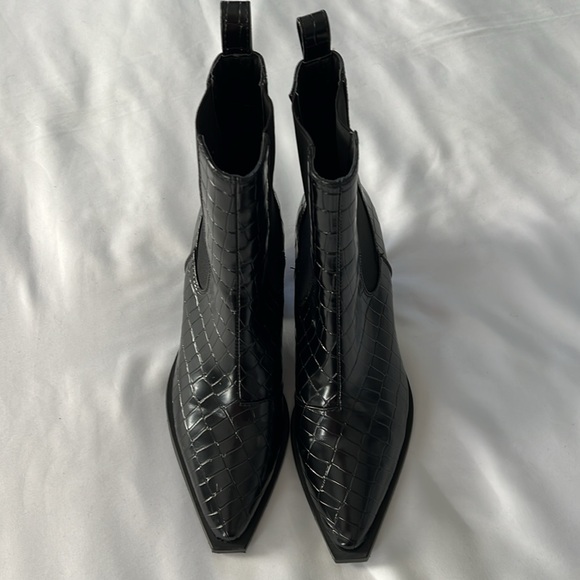 Billini Ukaya Black Faux Croc Ankle Boots - Picture 5 of 7